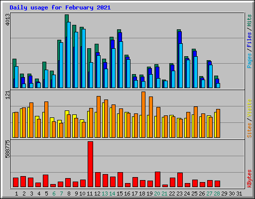 Daily usage for February 2021