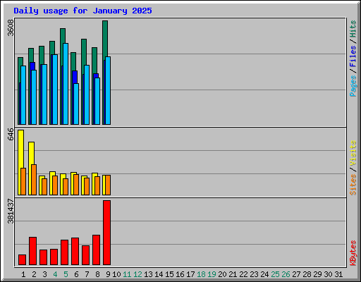 Daily usage for January 2025