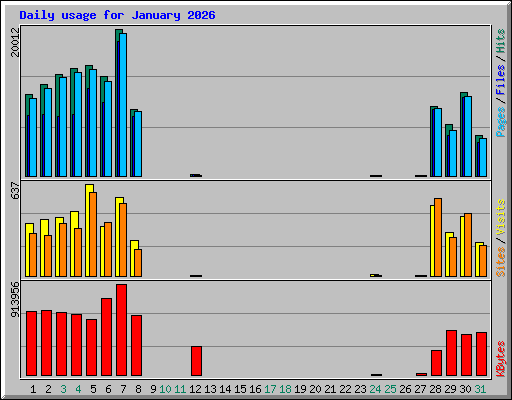 Daily usage for January 2026
