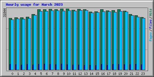 Hourly usage for March 2023